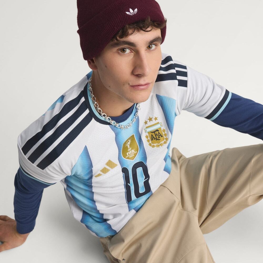 NWT Adidas Argentina 26 Home Messi #10 Soccer Jersey M White Ice Blue AFA Slim - Picture 7 of 16